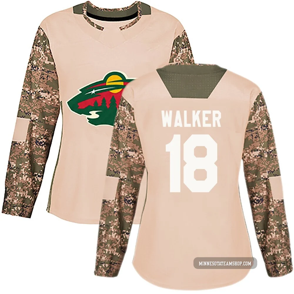 Sammy Walker Minnesota Wild Authentic Camo ＃18 Women's Veterans Day Practice Jersey
