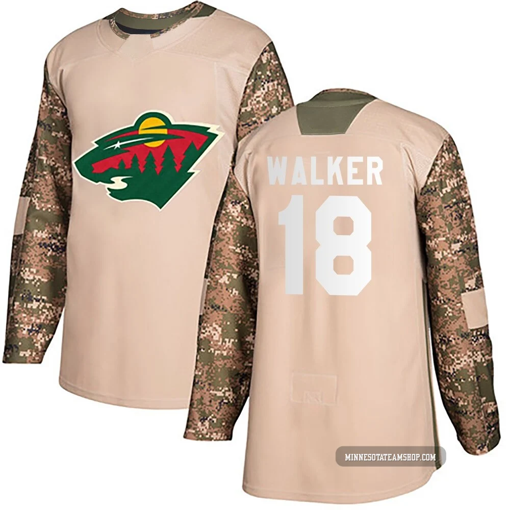 Sammy Walker Minnesota Wild Authentic Camo ＃18 Youth Veterans Day Practice Jersey
