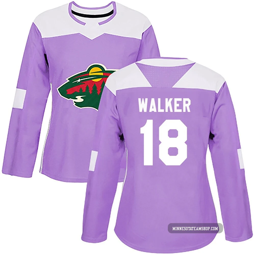 Sammy Walker Minnesota Wild Authentic Purple ＃18 Women's Fights Cancer Practice Jersey