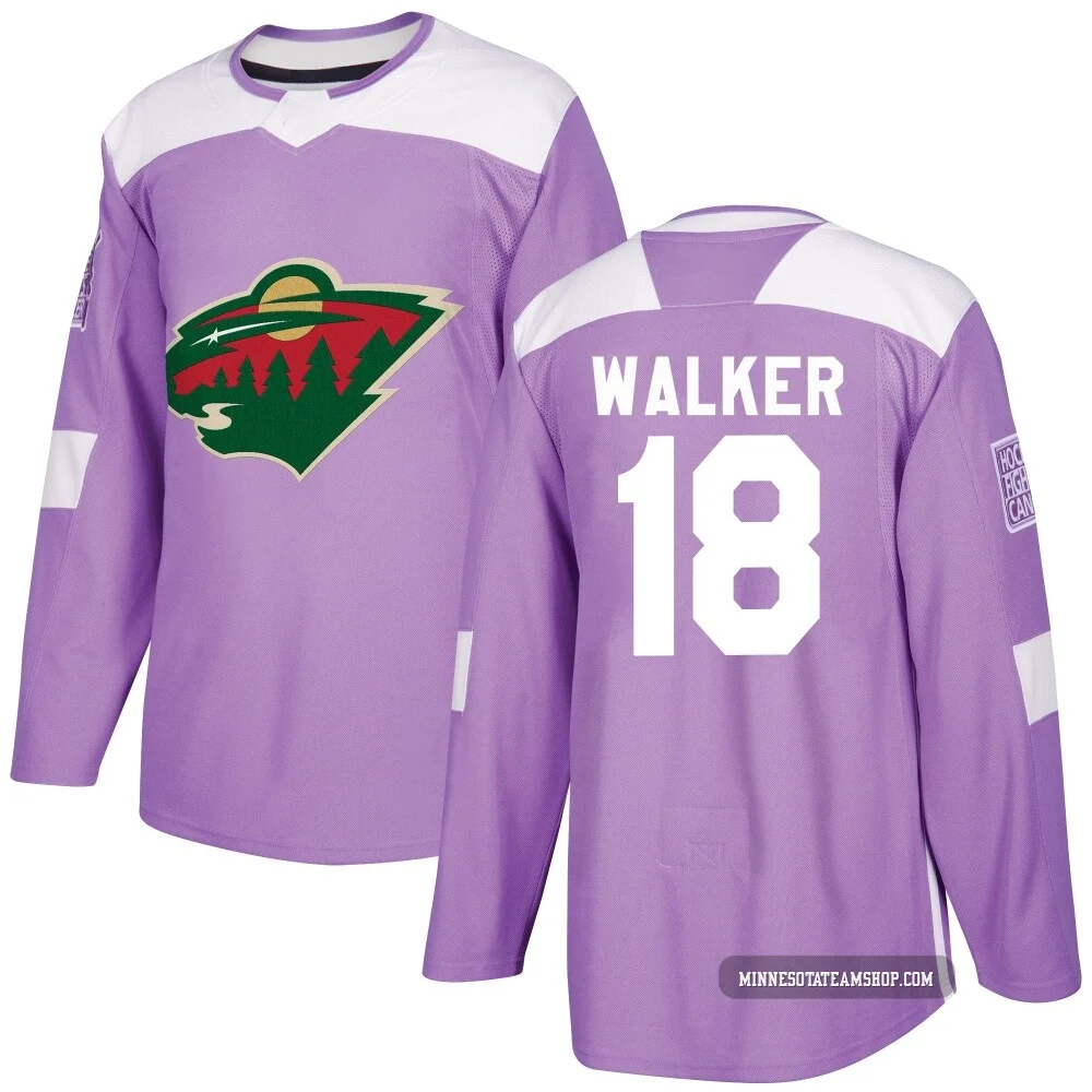 Sammy Walker Minnesota Wild Authentic Purple ＃18 Youth Fights Cancer Practice Jersey