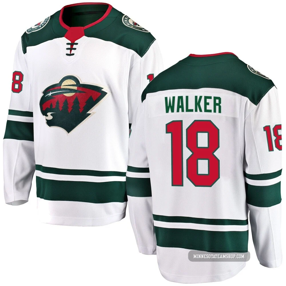 Sammy Walker Minnesota Wild White ＃18 Youth Breakaway Away Jersey