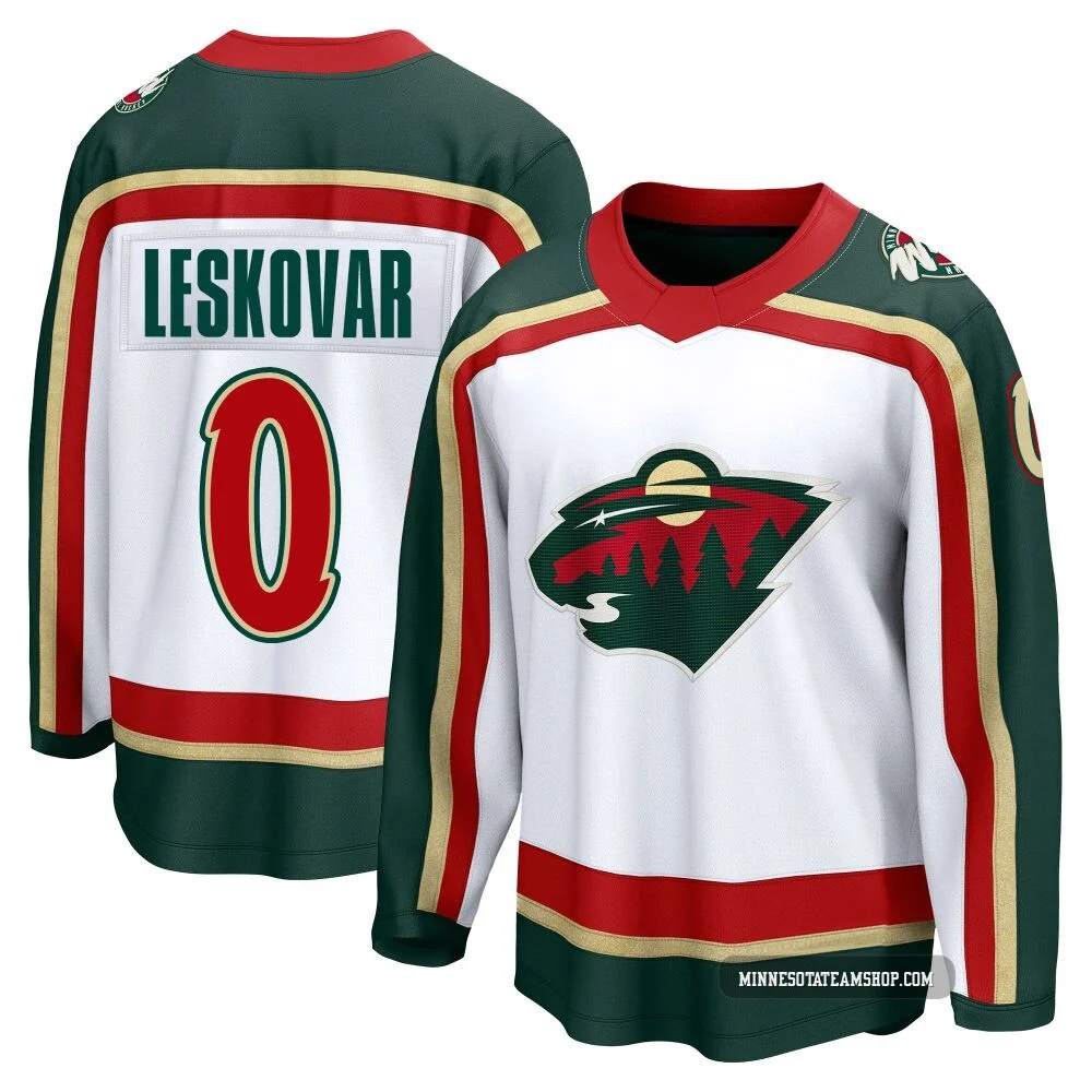 Stevie Leskovar Minnesota Wild White ＃0 Youth Breakaway 25th Anniversary Jersey
