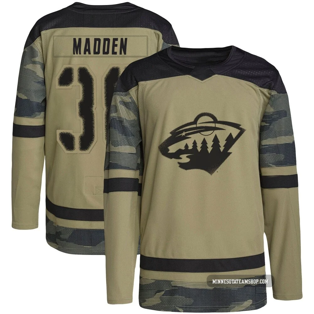 Tyler Madden Minnesota Wild Authentic Camo ＃38 Men's Military Appreciation Practice Jersey
