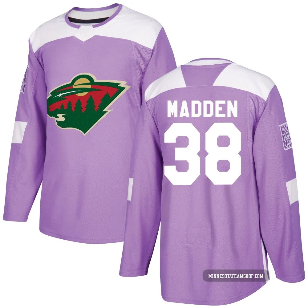 Tyler Madden Minnesota Wild Authentic Purple ＃38 Youth Fights Cancer Practice Jersey