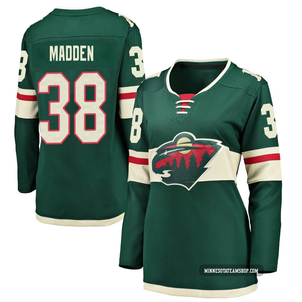 Tyler Madden Minnesota Wild Green ＃38 Women's Breakaway Home Jersey