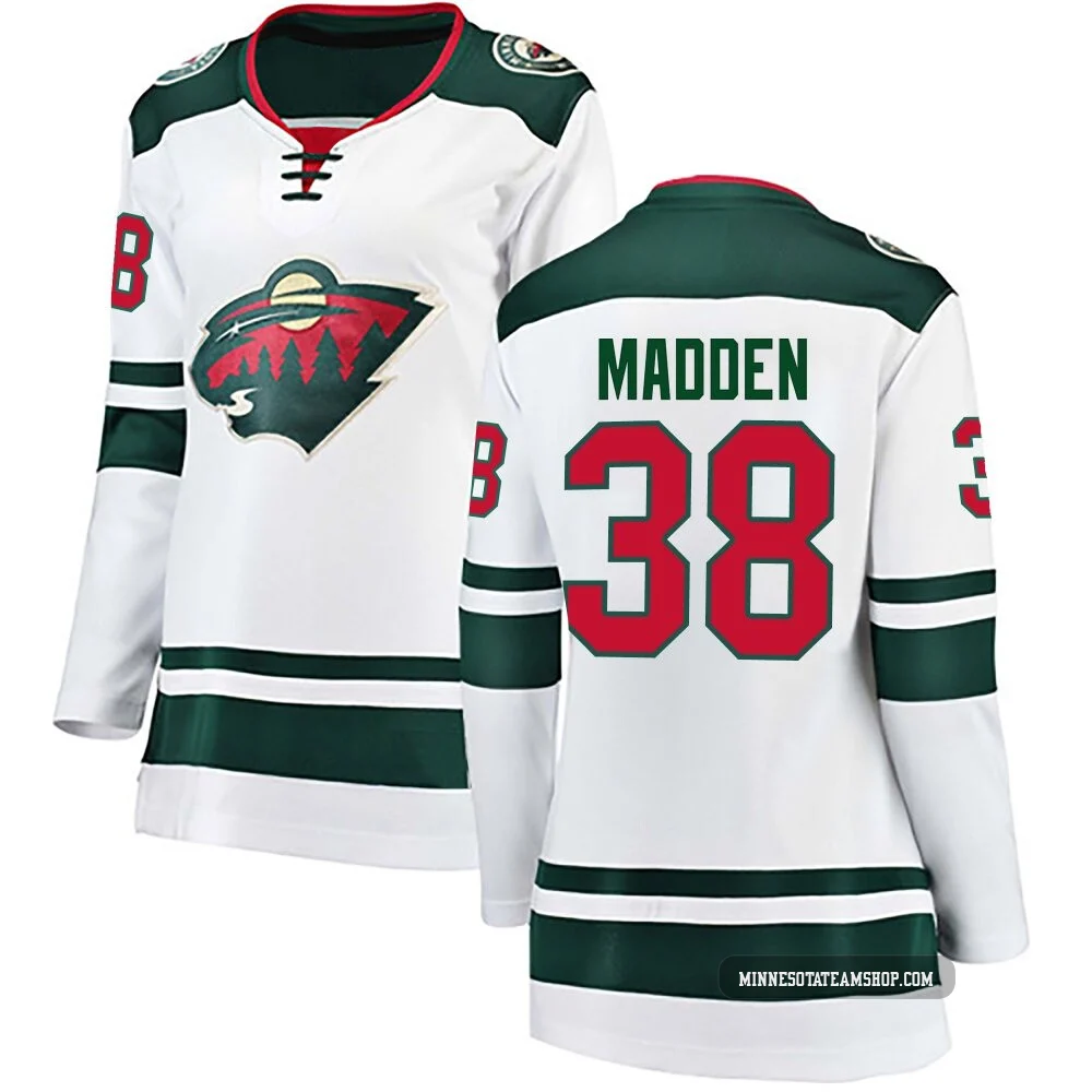 Tyler Madden Minnesota Wild White ＃38 Women's Breakaway Away Jersey