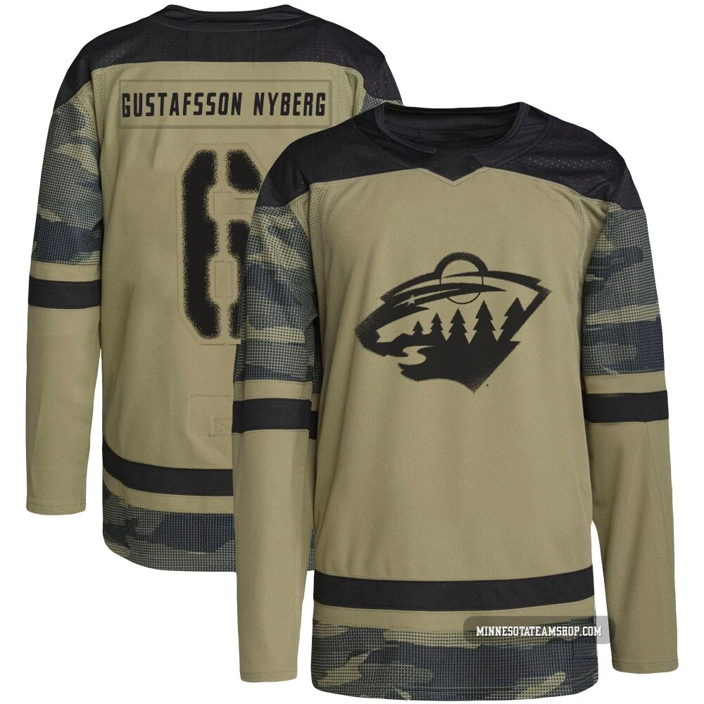 Viking Gustafsson Nyberg Minnesota Wild Authentic Camo ＃6 Men's Military Appreciation Practice Jersey