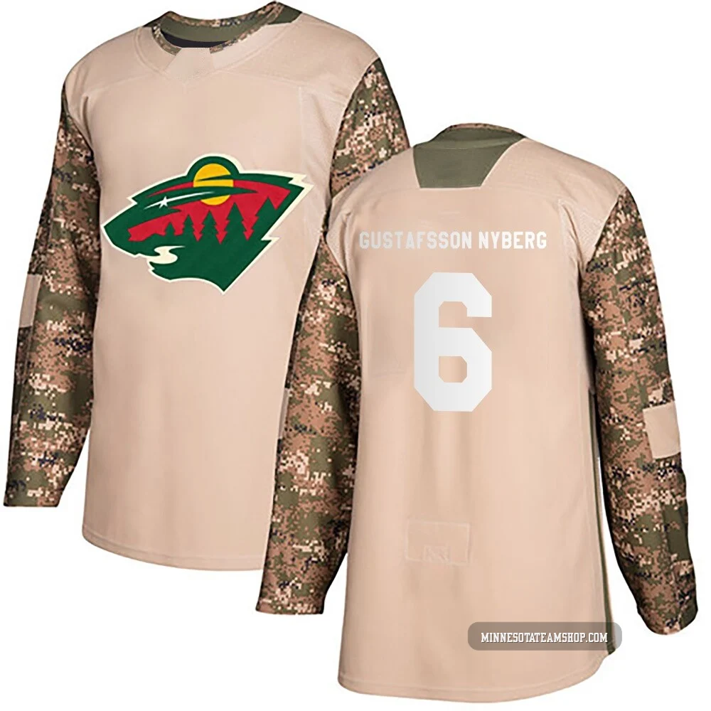 Viking Gustafsson Nyberg Minnesota Wild Authentic Camo ＃6 Men's Veterans Day Practice Jersey