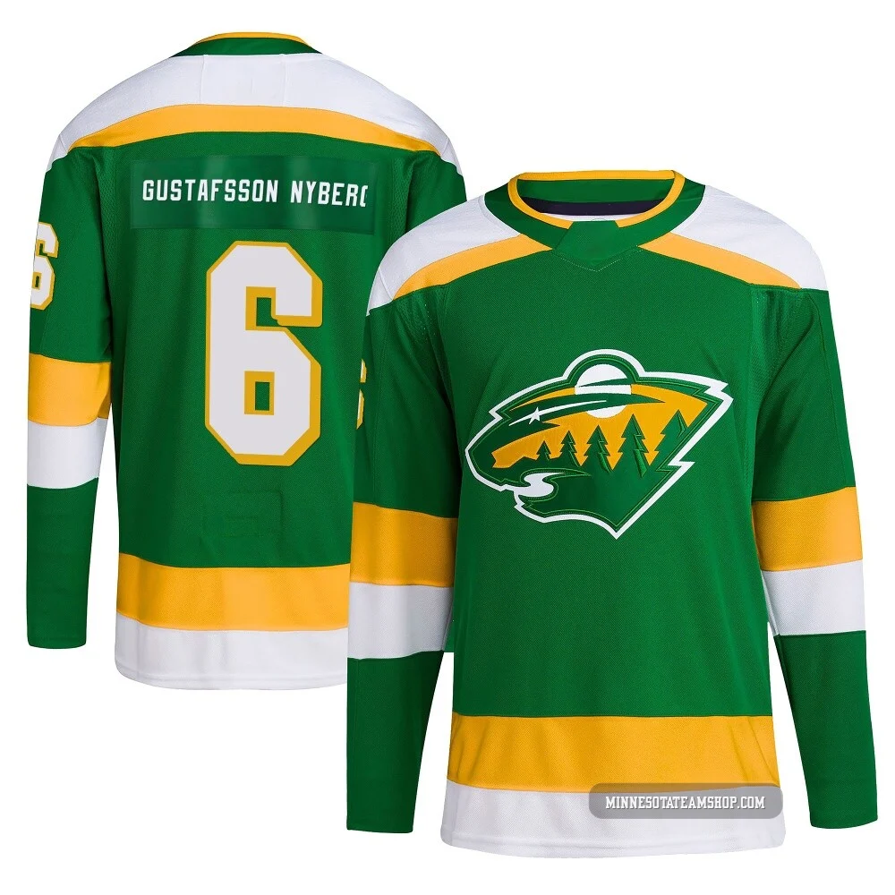 Viking Gustafsson Nyberg Minnesota Wild Authentic Green ＃6 Men's Reverse Retro 2.0 Jersey