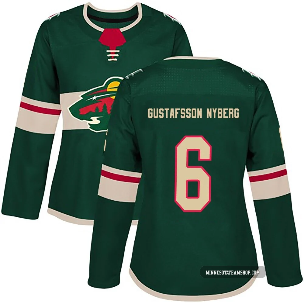 Viking Gustafsson Nyberg Minnesota Wild Authentic Green ＃6 Women's Home Jersey