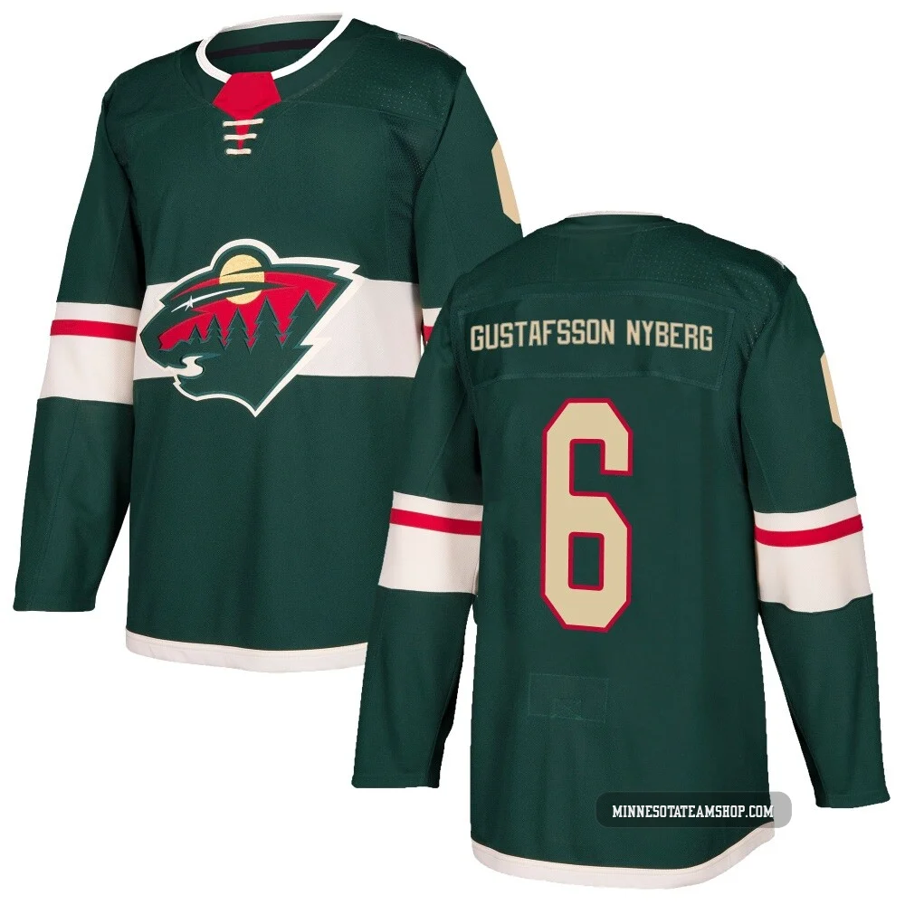 Viking Gustafsson Nyberg Minnesota Wild Authentic Green ＃6 Youth Home Jersey