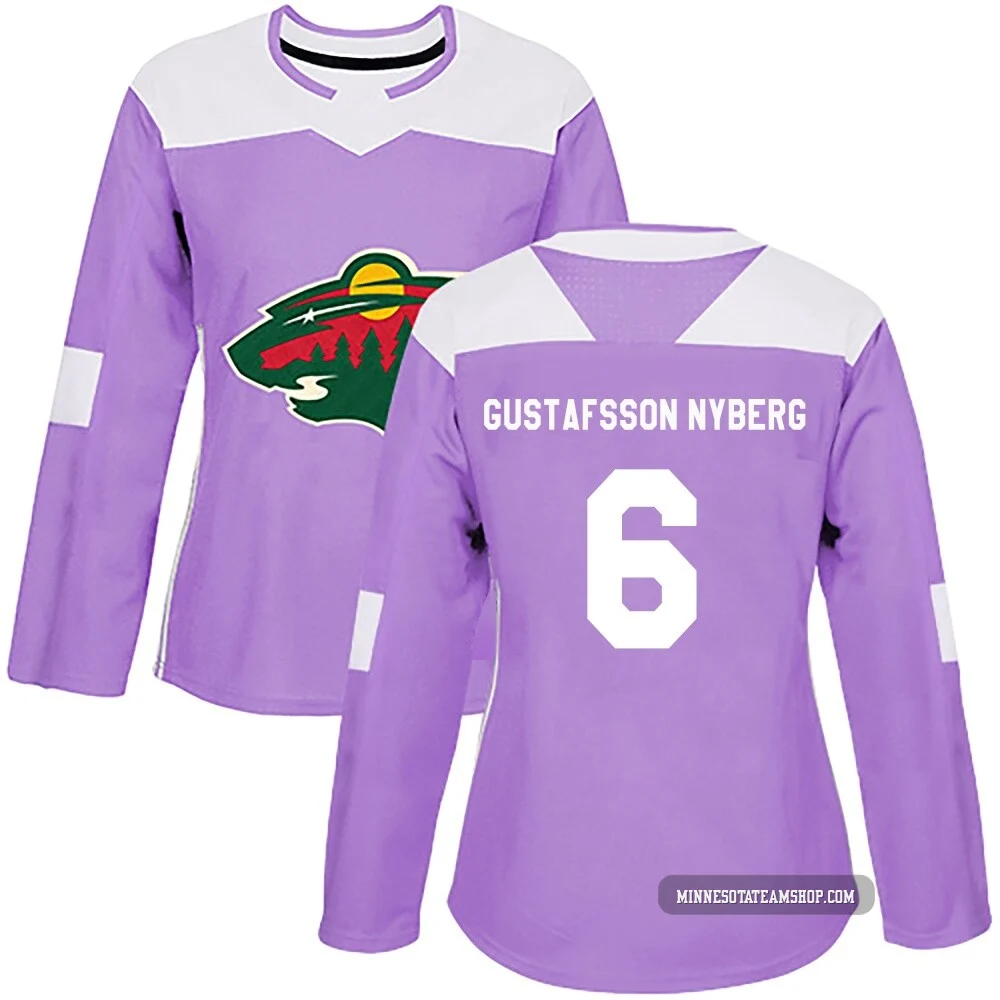 Viking Gustafsson Nyberg Minnesota Wild Authentic Purple ＃6 Women's Fights Cancer Practice Jersey