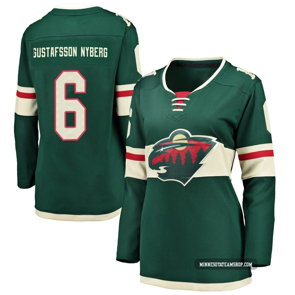 Viking Gustafsson Nyberg Minnesota Wild Green ＃6 Women's Breakaway Home Jersey