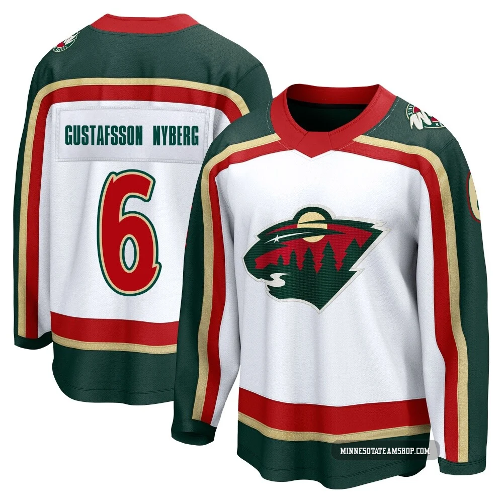 Viking Gustafsson Nyberg Minnesota Wild White ＃6 Men's Breakaway 25th Anniversary Jersey