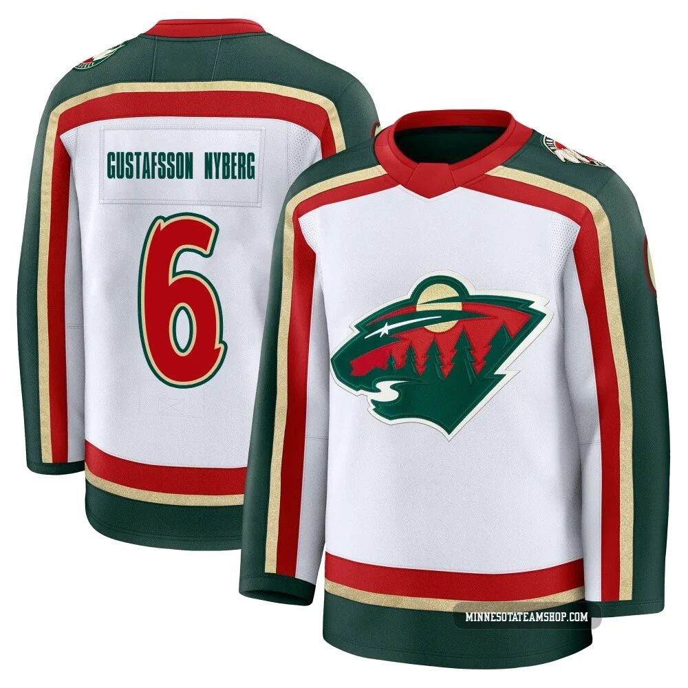 Viking Gustafsson Nyberg Minnesota Wild White ＃6 Men's Premium 25th Anniversary Jersey