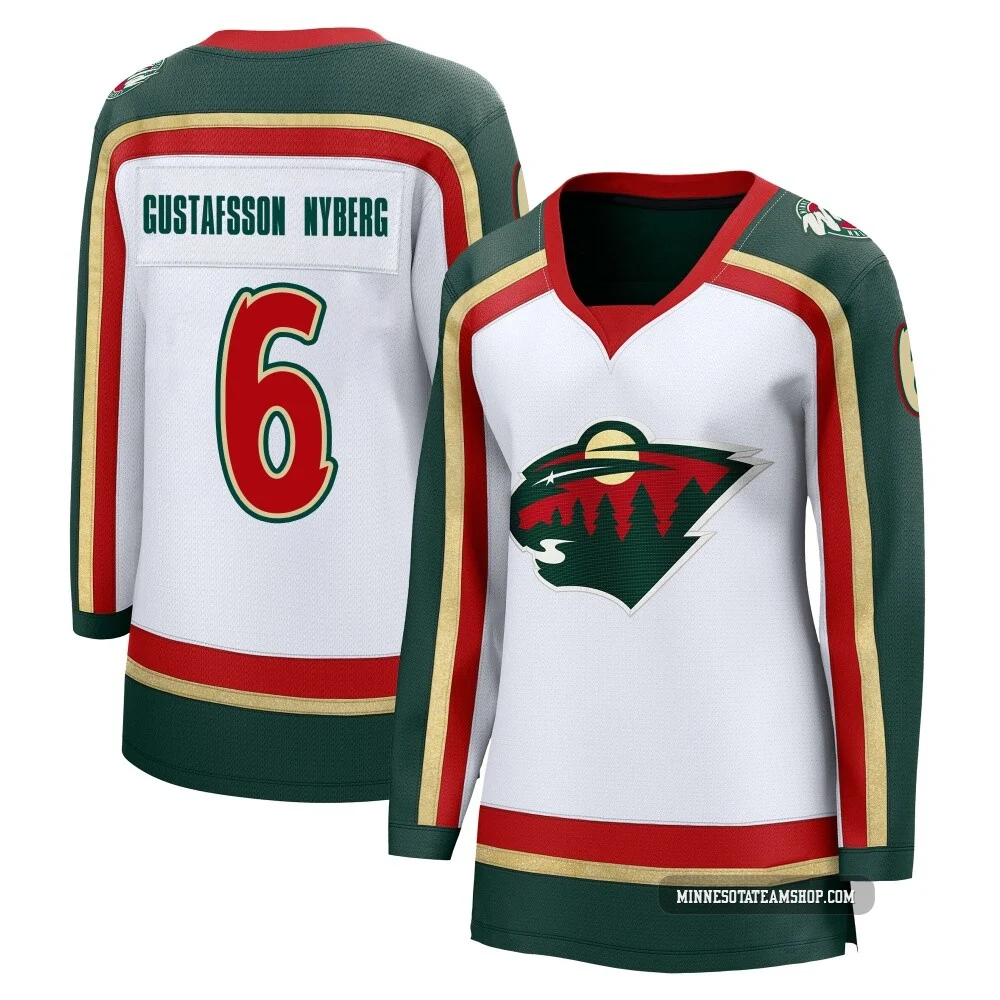 Viking Gustafsson Nyberg Minnesota Wild White ＃6 Women's Breakaway 25th Anniversary Jersey