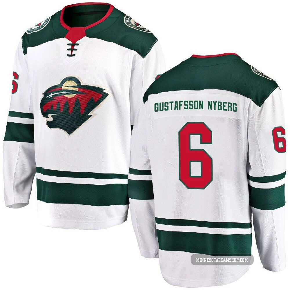 Viking Gustafsson Nyberg Minnesota Wild White ＃6 Youth Breakaway Away Jersey